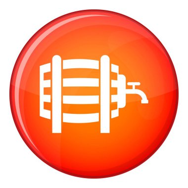 Ahşap varil ile dokunun simgesi, düz stil