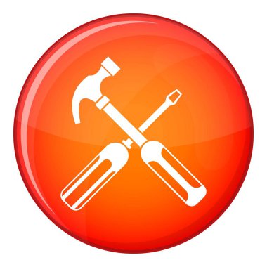 Çekiç ve tornavida simgesi, düz stil