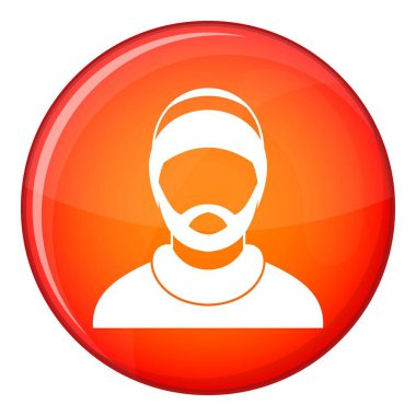 Sakallı adam avatar simge, düz stil