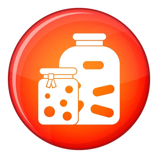 Jars with pickled vegetables and jam icon — Stock Vector