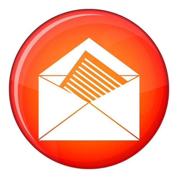 Enveloppe ouverte avec feuille d'icône en papier, style plat — Image vectorielle