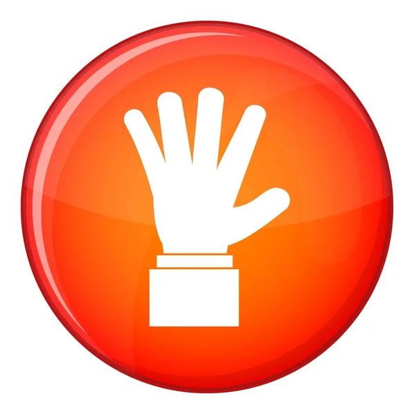 Mano mostrando cinco dedos icono, estilo plano — Vector de stock