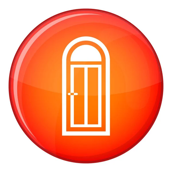 Дуговая деревянная дверь со стеклянной иконой, плоский стиль — стоковый вектор