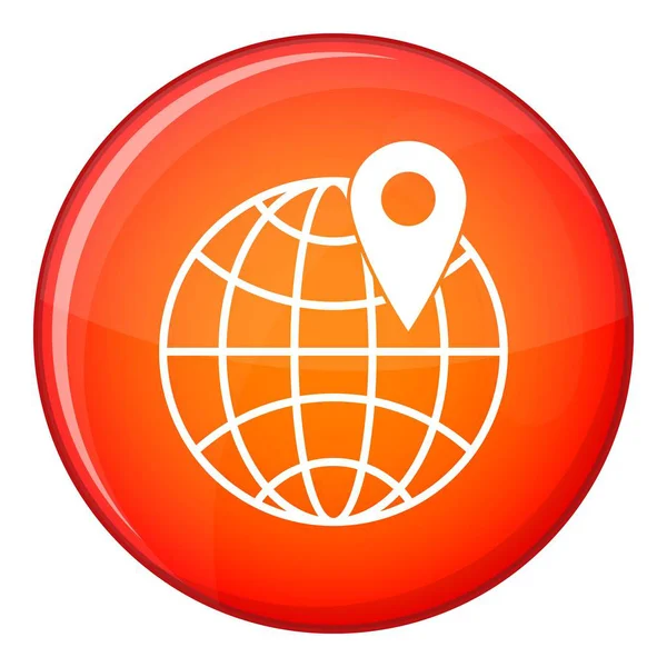Globe avec icône broche, style plat — Image vectorielle