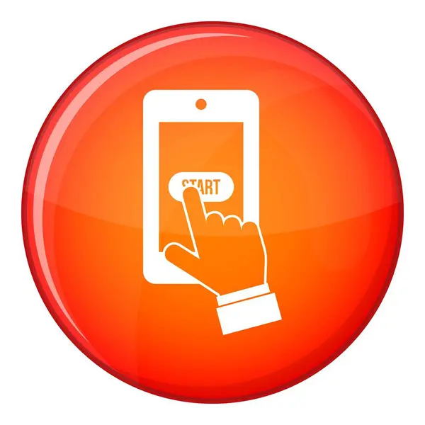 Jugar juegos en el icono del teléfono inteligente, estilo plano — Vector de stock