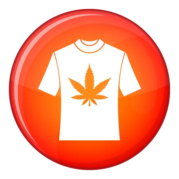 Camiseta con estampado de icono de cannabis, de estilo plano — Vector de stock