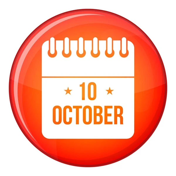 10 icono del calendario de octubre, estilo plano — Vector de stock