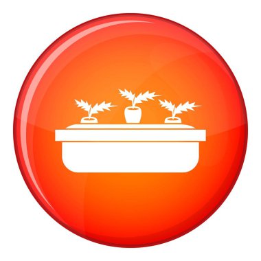 Bir ahşap pot simgesi, düz stil içinde havuç