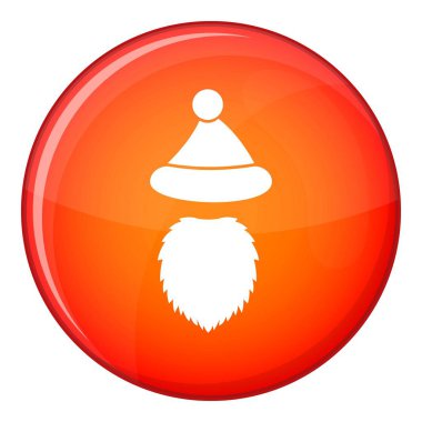 Santa Claus şapka ve sakal simgesi, düz stil