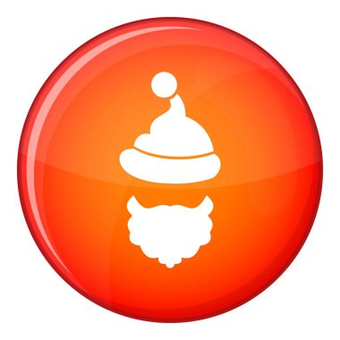Santa Claus şapka ve sakal simgesi, düz stil