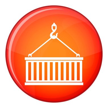 Vinç kanca asansörleri konteyner simgesi, düz stil