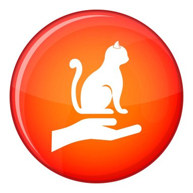 El tutarak bir kedi simgesi, düz stil