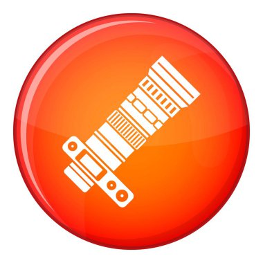 DSLR fotoğraf makinesi ile vınlamak mercek simgesi, düz stil