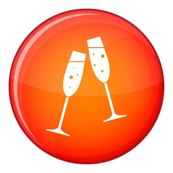 Två glas champagne ikon, platt stil — Stock vektor