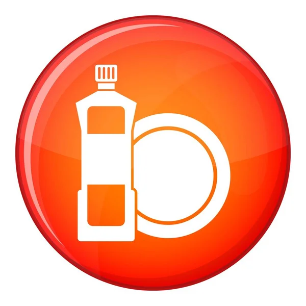 Dishwashing liquid detergent and dish icon — Stock Vector