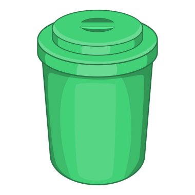Yeşil plastik kap simgesi, karikatür tarzı