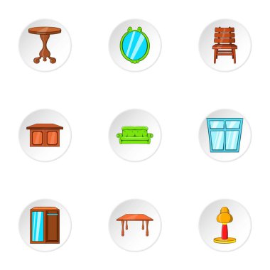 Ev ortamı Icons set, karikatür tarzı