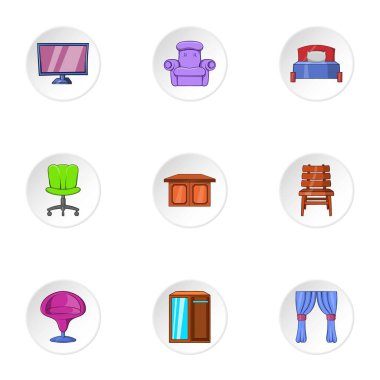Ev mobilyası Icons set, karikatür tarzı