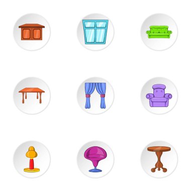 Mobilya Icons set, karikatür tarzı