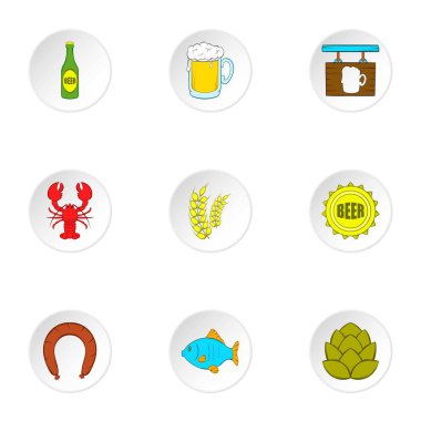 Alkollü içecek Icons set, karikatür tarzı