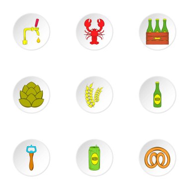 Bira Icons set, karikatür tarzı