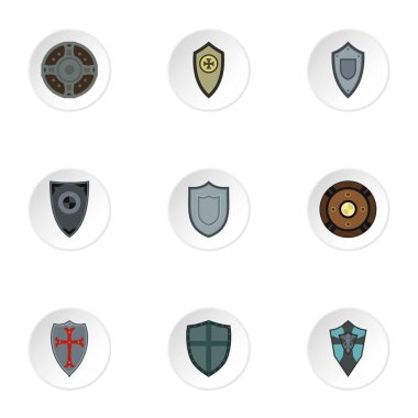 Ordu kalkan Icons set, düz stil