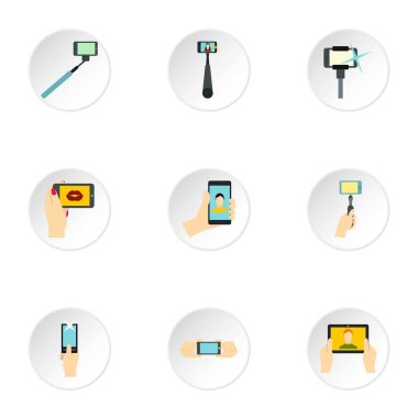 Selfie simgeler ayarla, stil düz