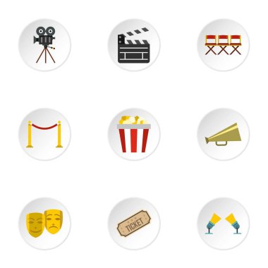 Film Icons set, düz stil