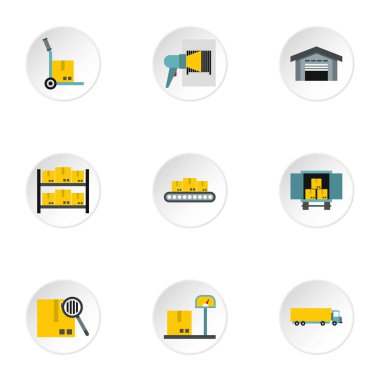 Mağaza Icons set, düz stil