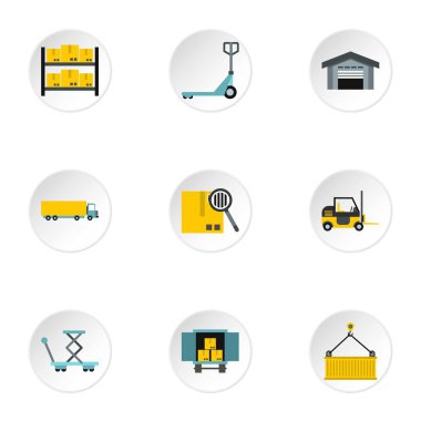 Icons set nakliye, düz stil