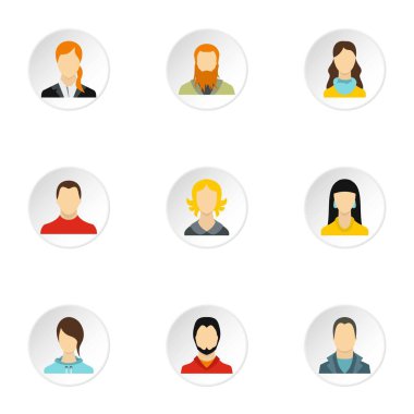 Avatar Icons set, düz stil