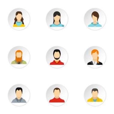 Farklı avatar Icons set, düz stil