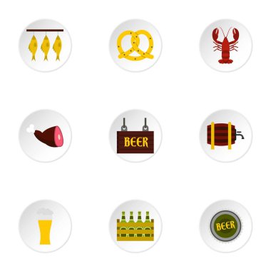 Pub Icons set, düz stil