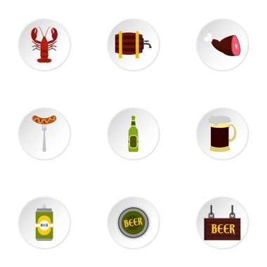 Bira Icons set, düz stil