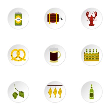 Bira Festivali Icons set, düz stil