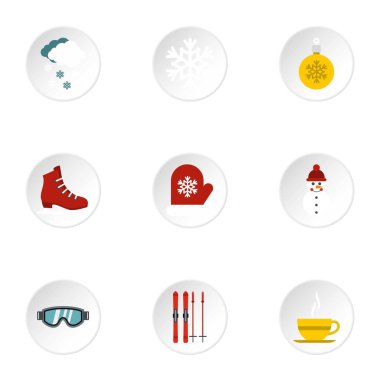 Hava kış simgeler ayarla, stil düz