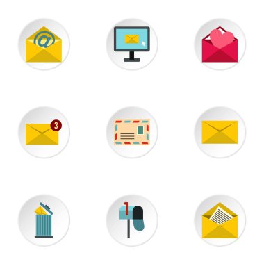 Mesajı Icons set, düz stil