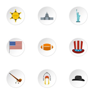 Ülke ABD simgeler ayarla, stil düz