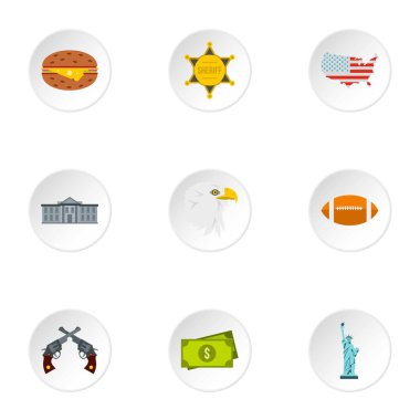 ABD simgeler ayarla, stil düz