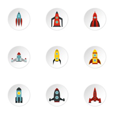 Roket simgelerin türleri ayarla, stil düz