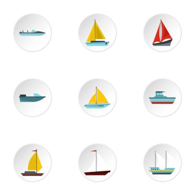 Gemi Icons set, düz stil