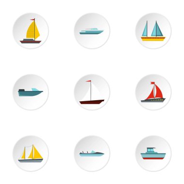 Tekne Icons set, düz stil