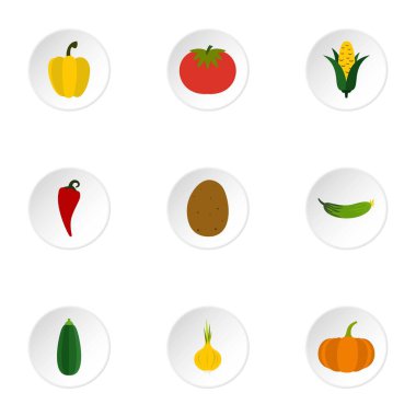 Sebze Icons set, düz stil