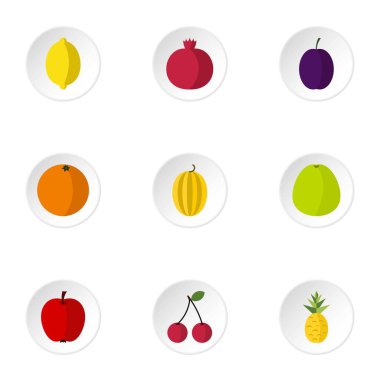 Meyve Icons set, düz stil