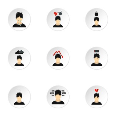 Duygular türleri Icons set, düz stil