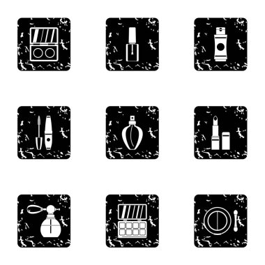 Kozmetik ürünleri simgeler kümesi, grunge tarzı