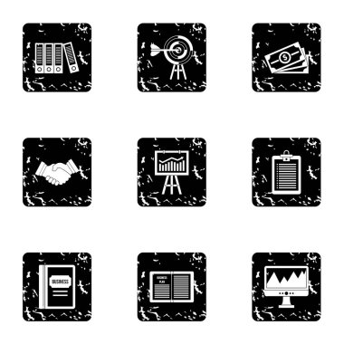 Finans Icons set, grunge tarzı