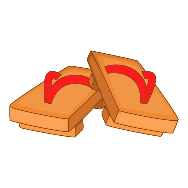 Pair of wooden clogs icon, cartoon style — Stock Vector