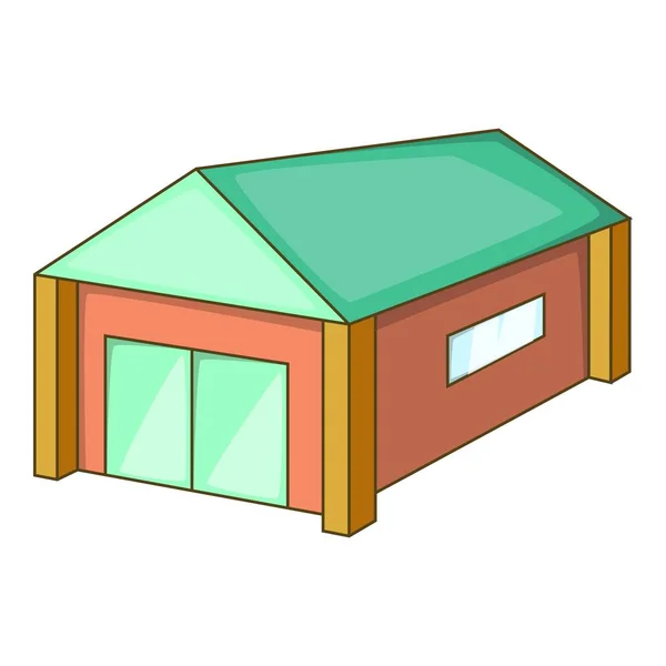 Garage avec une icône de toit vert, style dessin animé — Image vectorielle