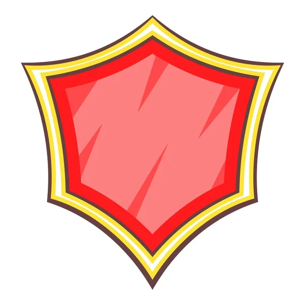 Icono de escudo de seguridad en blanco rojo, estilo de dibujos animados — Vector de stock